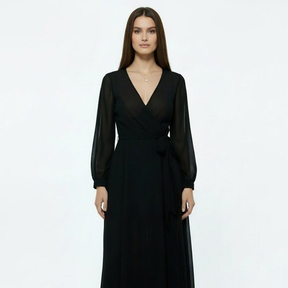 35. The Room Wrap Tie Dress - Black - Picture 2 of 3